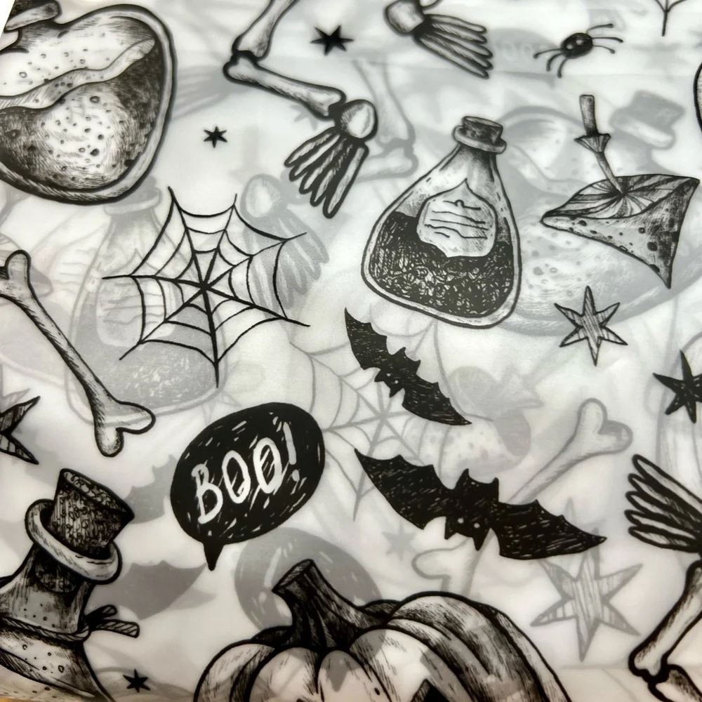 Halloween Charcoal Sketch Images Peva Shower Curtain Metal Grommets Black Potion